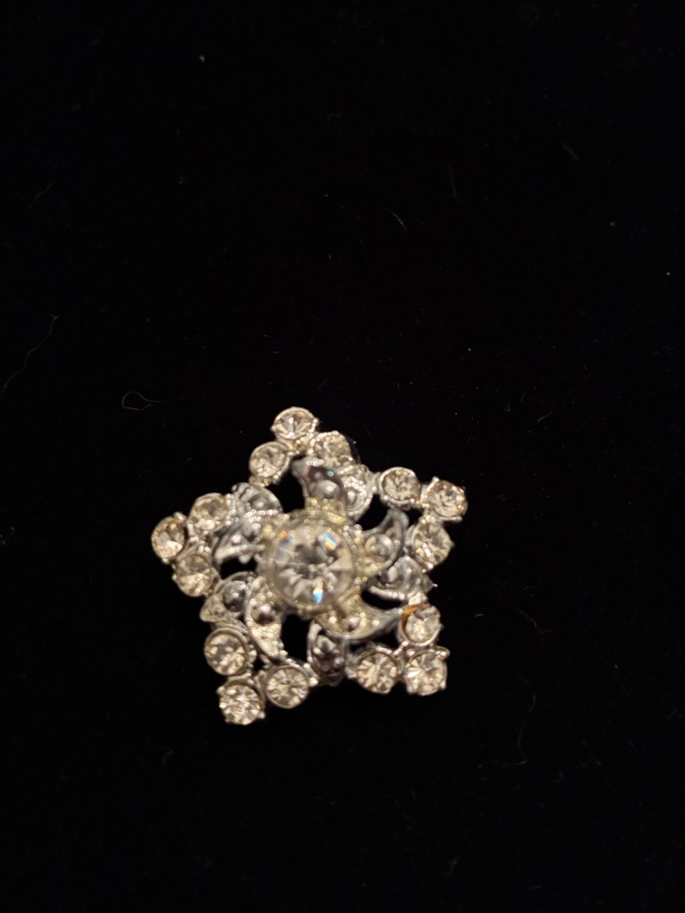 Crystal Floral Cluster Brooch - Silver Tone
